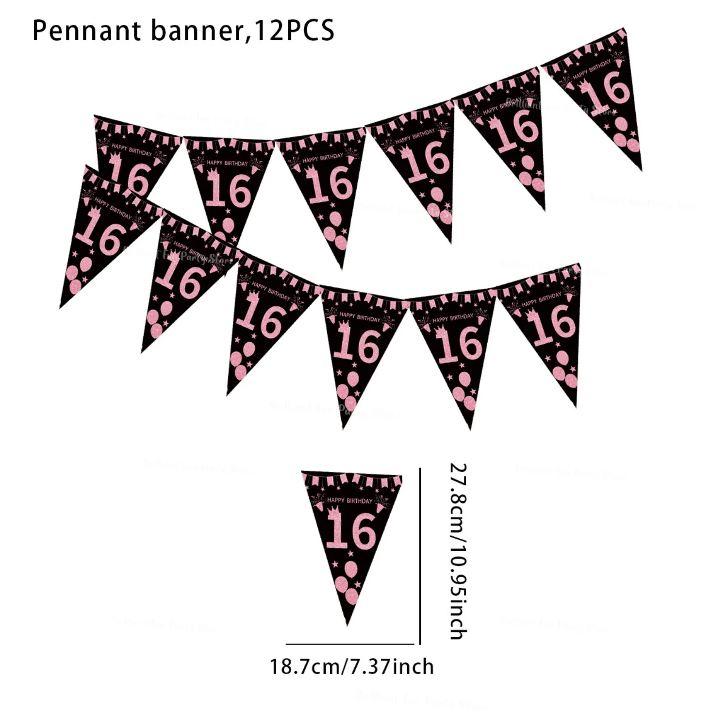 Zwart Goud 30e 40e 50e 60e Milestone Pennant Banner, Volwassen Driehoek Vlag Garland Anniversaire Verjaardagsfeestje Decorbenodigdheden