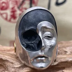 [Yin Yang Tai Chi] Gothic Individuality Retro New China Men and Women's Opening Ring Black and White Skull Fashion Ring Gifts