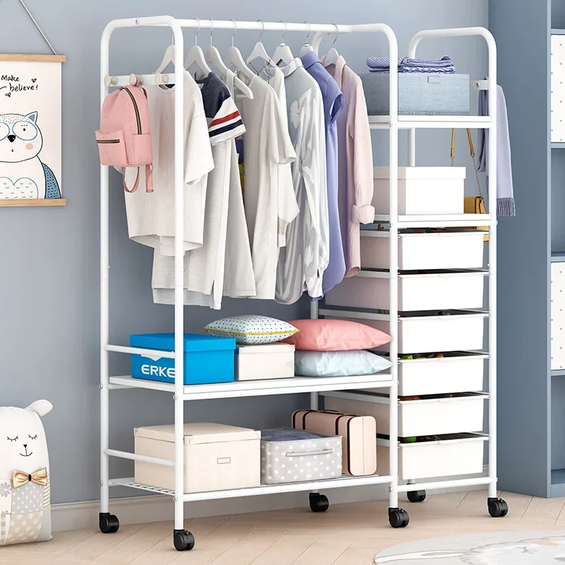 

Drawer Storage Cabinet Removable Bedroom Home Floor Floor Multi-layer Storage Clothes Hanging Clothes Rack Shelves