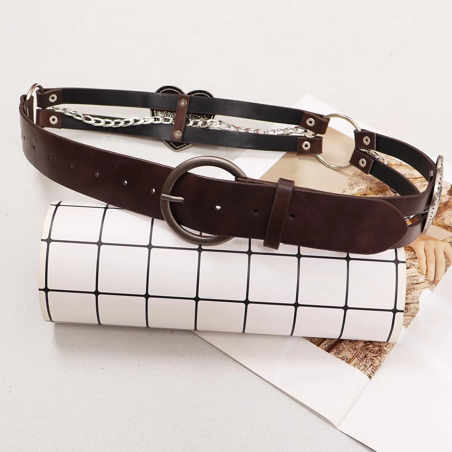 المرأة خمر بولي Leather الجلود القلب فستان Cummerbunds الكورسيهات حزام الخصر أحزمة الديكور واسعة حزام R3287