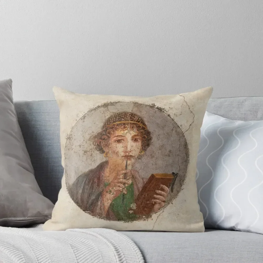 

Portrait of Sappho, Pompeii (HD) Throw Pillow Cushions autumn decoration bed pillows pillow