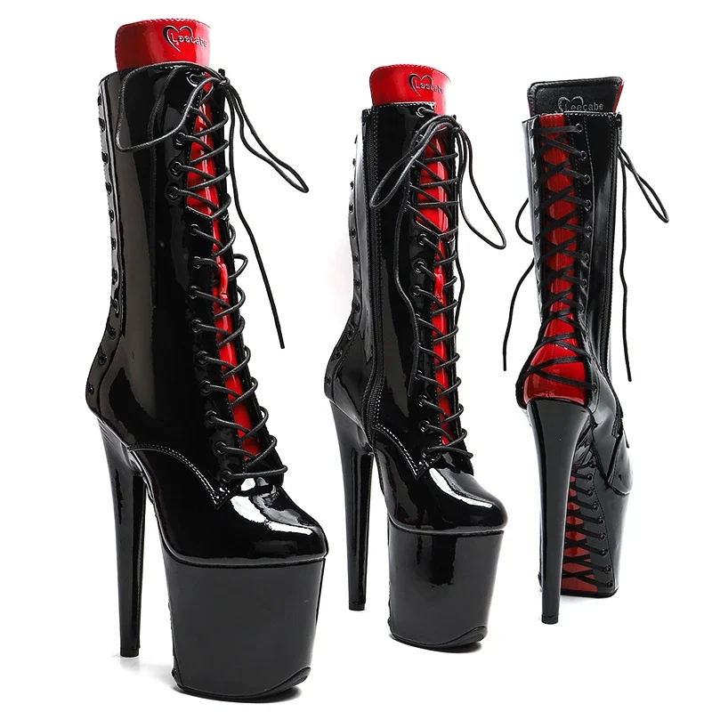 

Leecabe 20CM/8Inch Patent PU Upper Platform disco party High Heels stripper heel Pole Dance boot