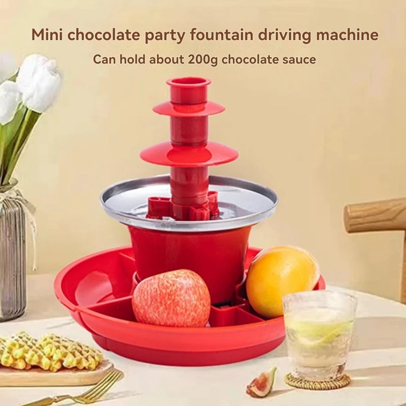 Mesin Air Mancur Coklat Mini Fondue Coklat Meleleh Nostalgia Mini Dapat Dilepas untuk Natal Halloween Malam Steker AS