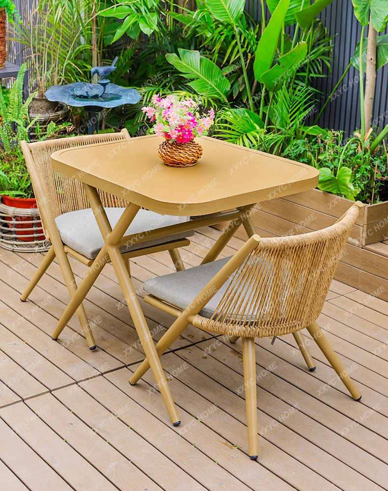 LBalcony small table and chairs three-piece home leisure area layout exquisite outdoor small apartment combination