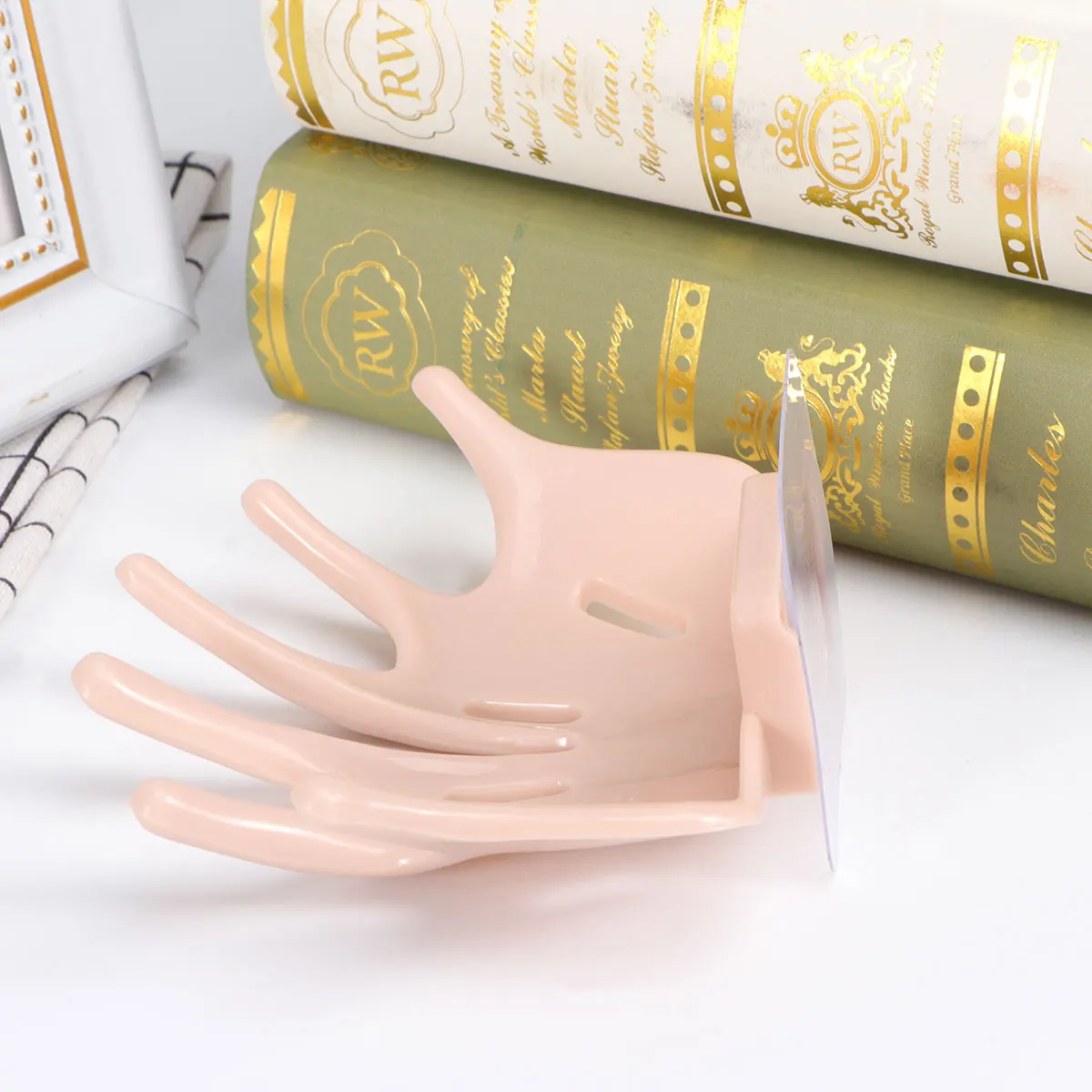 

1pc Hand Shaped Soap Box Drain 2 Layer Design Bacteria Resistant For Bathroom Kitchen Countertop Rosy