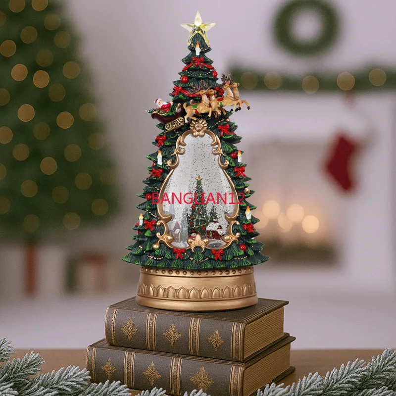 Christmas Gift Series Music Box Scene Water Lamp Gift  Luminous Automatic Snow Ornament