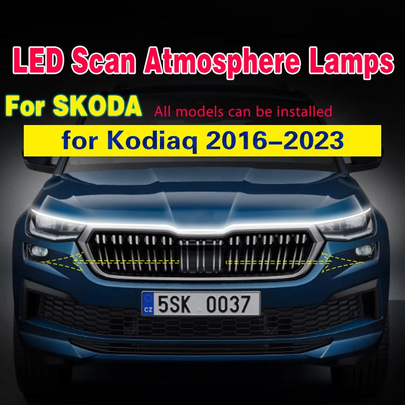 LEDストリップライト,skoda kodiaq 2016-2023用キット,ヘッドライトキセノンランニングライト12v,起動装飾ランプ付き