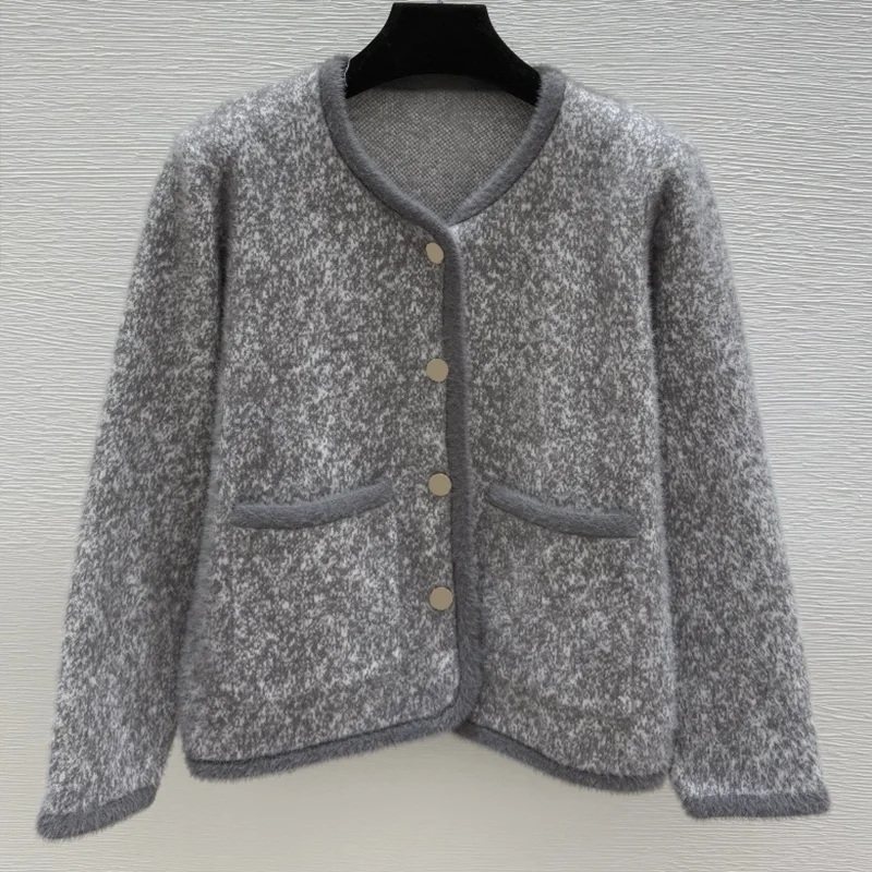 

Высококачественный женский кардиган с разноцветным логотипом в струйном стиле, роскошный свитер, удобный топ 251028221