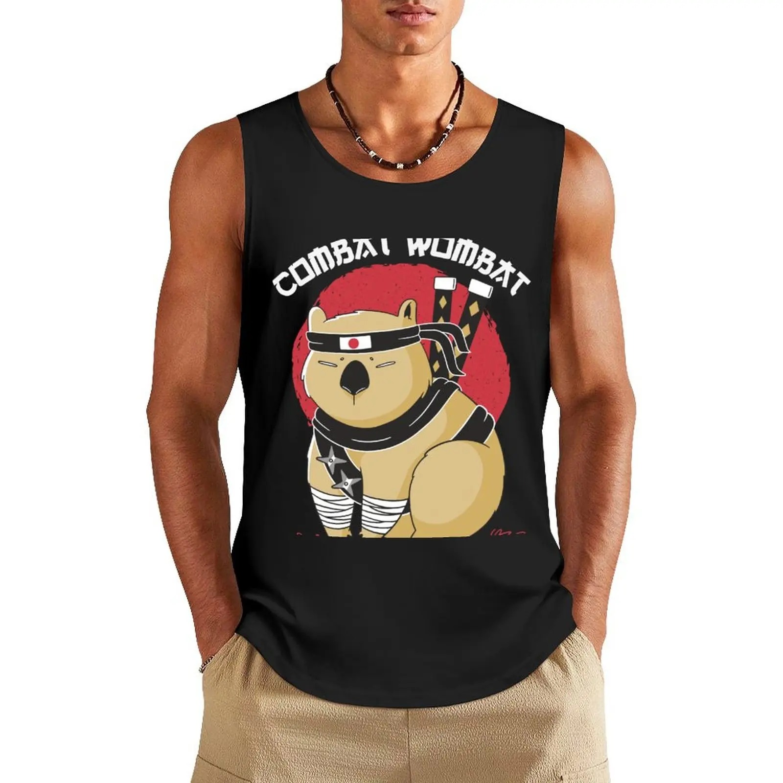

Funny Wombat Ninja Combat Wombat Tank Top man sexycostume Men's t-shirt Muscle fit sleeveless shirt man