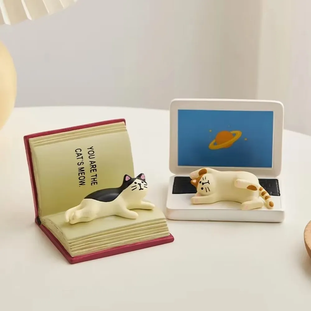 

New Resin Cat Phone Holder Cartoon Universal Mobile Phone Stand Bracket Figurines Ornament Home Office