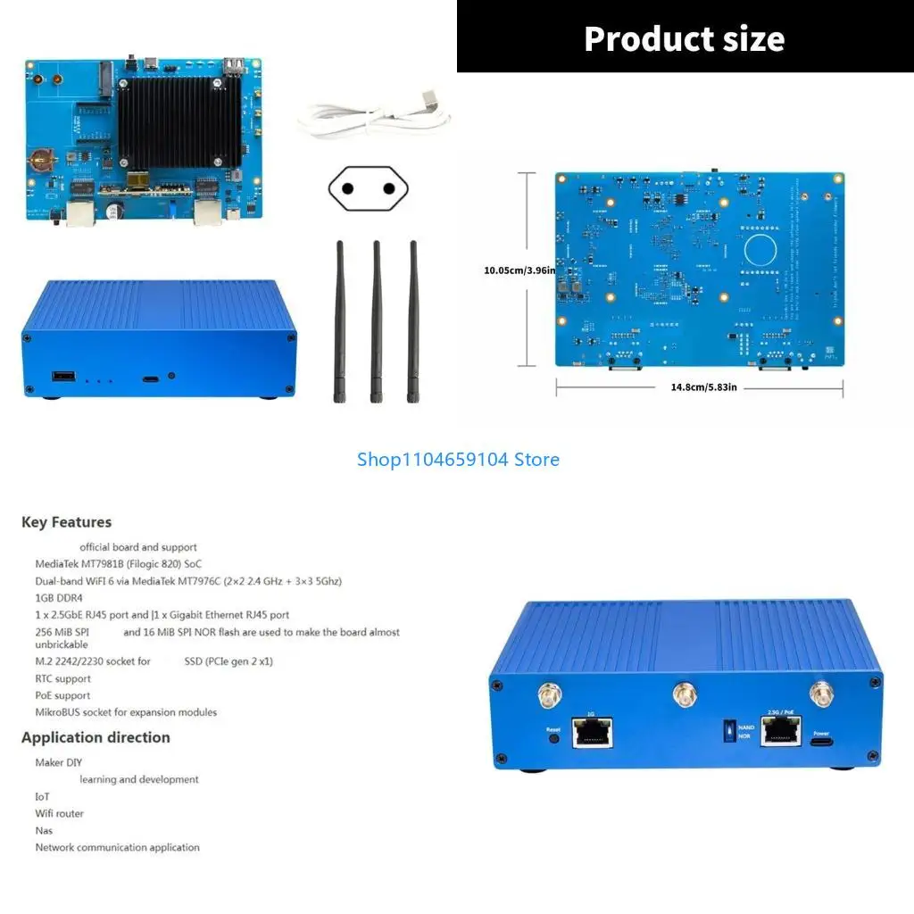 

Сетевое устройство MT7981B 1 ГБ DDR4 для Banana OpenWrt с Wi-Fi 6, двухдиапазонным режимом и поддержкой питания через