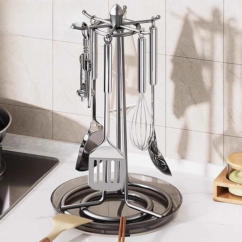 kitchen-utensil-storage-rack-rotating-spoon-holder-stainless-steel-countertop-organizer-for-spoons-and-pans-nordic-style