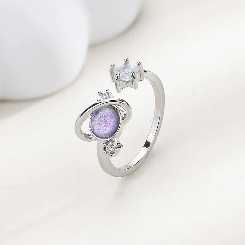 Women's 925 Sterling Silver Four-Pointed Star Zircon Ring