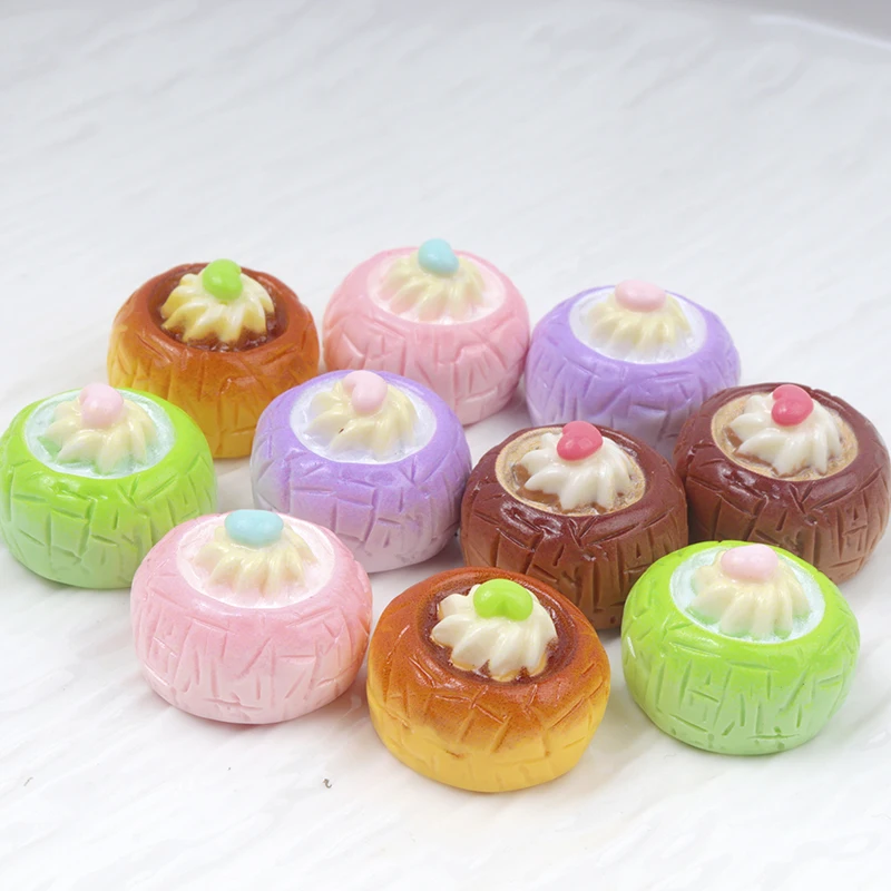 10/100PCS 3D Simulation Food Resin Biscuits Cakes Bread Flatback Cabochons DIY Dollhouse handmade Craft Decoration Accessories