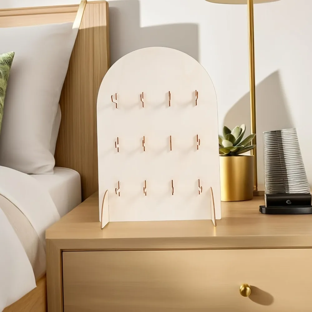 Wooden Perforated Panel Display Stand Arched Bracelet Display Stand Perforated Desktop Display Stand 12 Hooks Jewelry Display