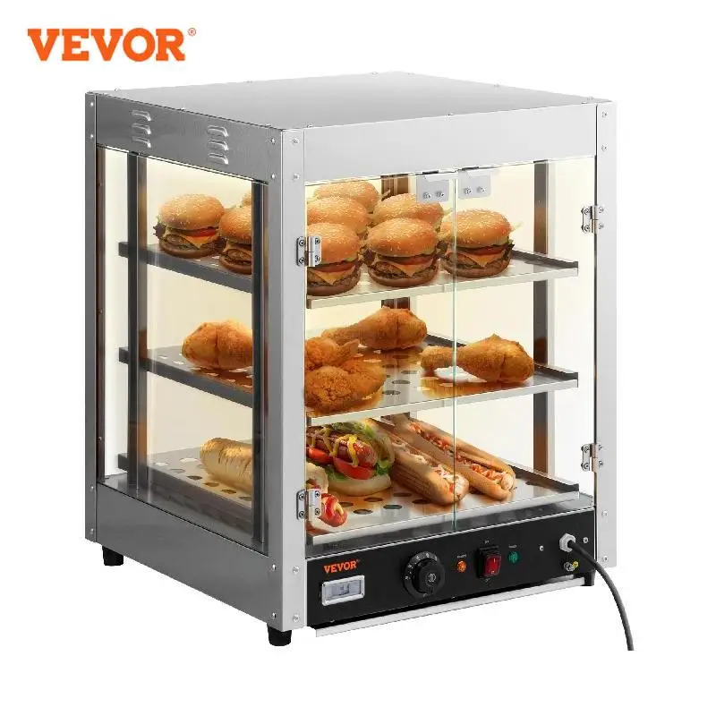 

VEVOR 2/3 Tiers Countertop Food Warmer Commercial 3D Heating Pizza Pastry Warmer with Temp Knob Display Kitchen Appliance