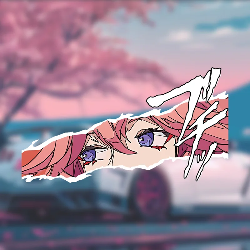 EARLFAMILY Yae Miko Fanart Car Sticker Genshin Impact Chibi Peeker Decal Anime Waifu Car Styling Racing Graffiti Slap Stickers