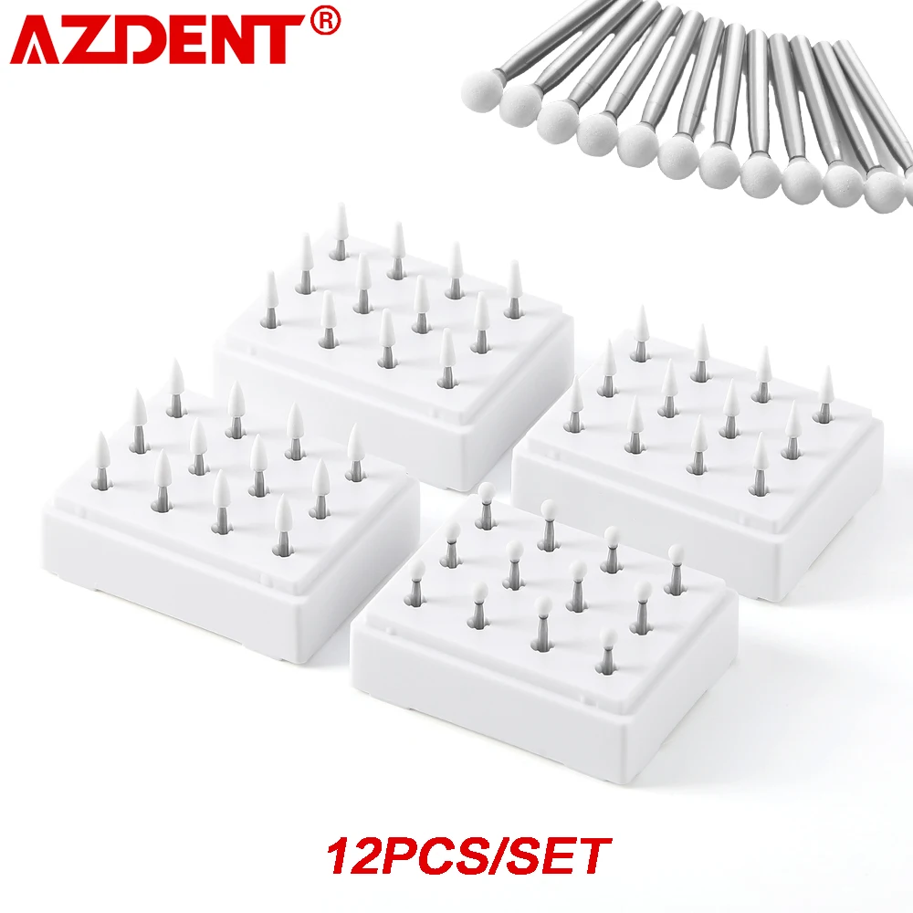 AZDENT 12PCS Lucidatura dentale Pietre bianche FG Per la finitura fine di smalto RPMCompositi/Compomatori/Porcellana 6000-10000 Velocità