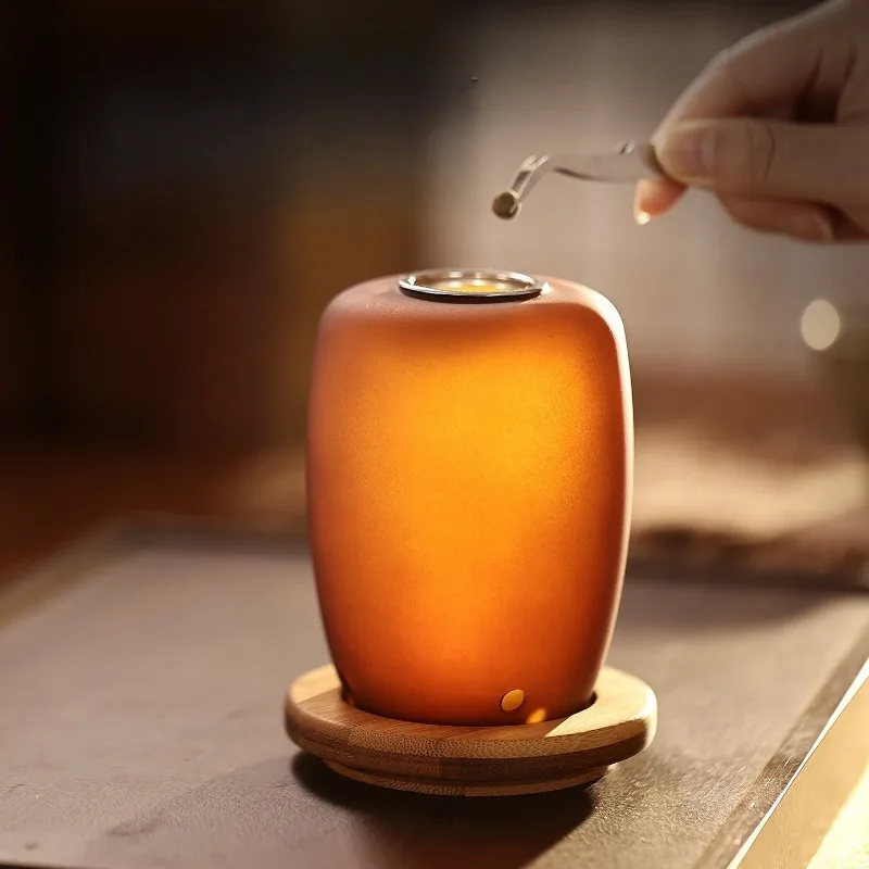 Retro Vintage Wood Grain Glass Incense Burner Electric Aroma Warmer for Home Living Room Office Decor Smart Gift for Women Men