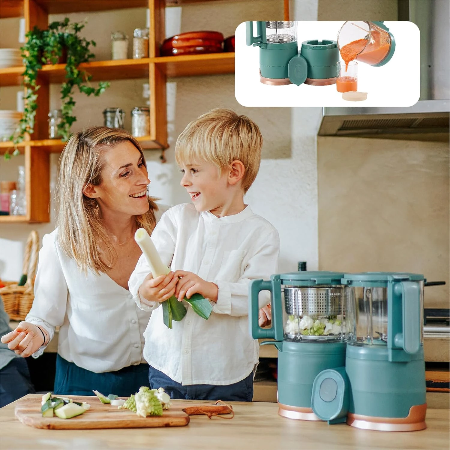 Duo Meal Glass Food Maker - Baby Food Processor with Built-in Glass Steamer, Stainless Steel Basket, and Glass Blender