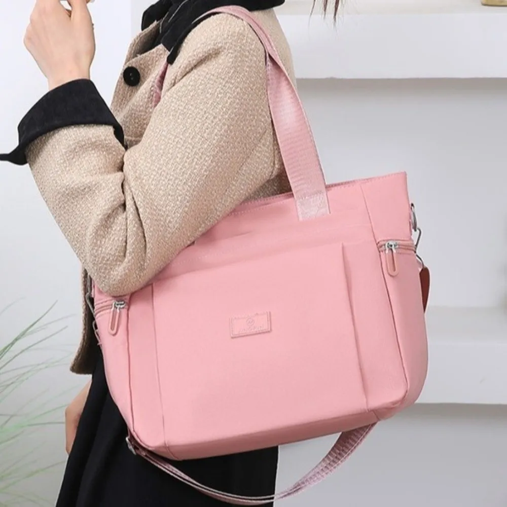 

Повседневная квадратная сумка-тоут из ткани Оксфорд, мягкая текстура, сумка для покупок, однотонная нейлоновая сумка на плечо в корейском стиле на каждый день