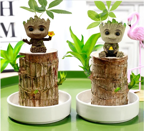 Cute Tree Man Mini Figure Pen Holder Flower Pot Anime Avengers Toys Action Figure Sitting Grooves Christmas Kids Toys Gifts