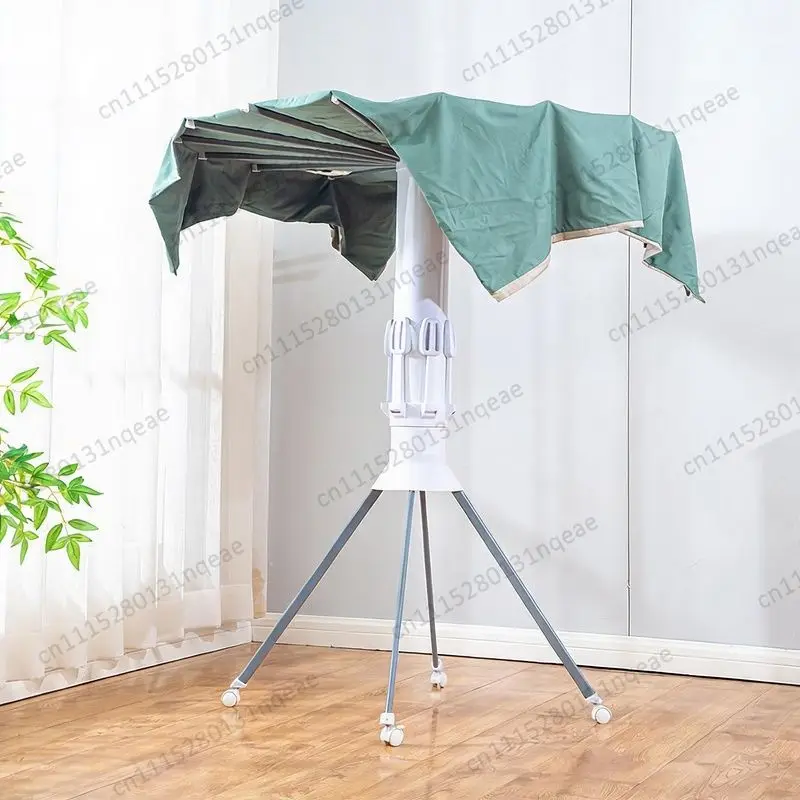 Metal Folding Octopus Drying Rack 16 Rod Wing-shaped Mobile Four-foot Balcony Floor Shoe Drying Rack