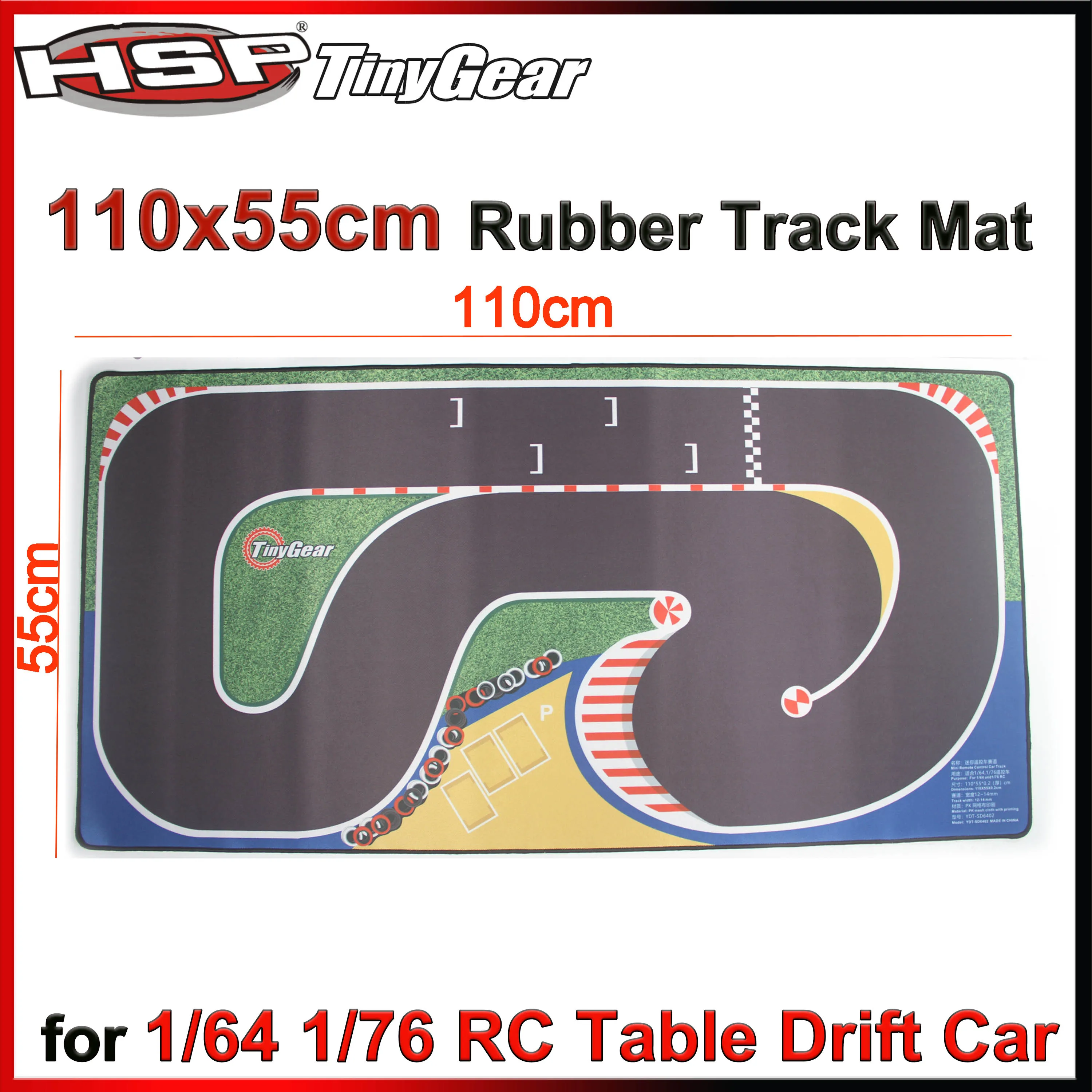 

HSP 110x55cm Portable Rubber Track Mat 1100x550mm 1/64 1/76 RC Mini Car Track Race Runway Accessories for RC Table Drift Car