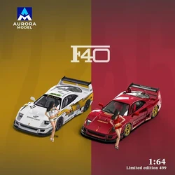 PreSale Aurora 1:64 LBWK F40 Yellow Lightning Transparent Red Diecast Diorama Car Model Collection Toys Time Micro