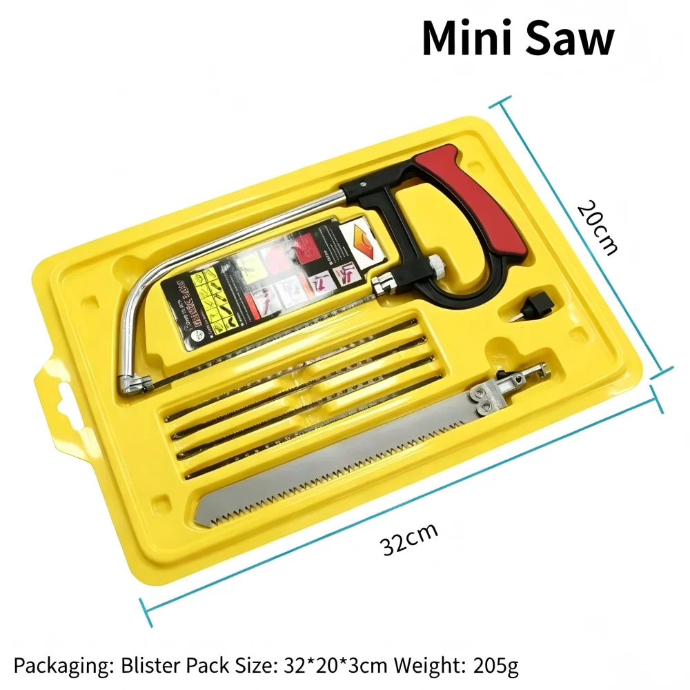 Sierra multifuncional 8 en 1, sierra manual de acero para bricolaje, kit de sierra para metal, madera y vidrio, herramienta de bricolaje para procesamiento de metal y madera con 6 cuchillas.