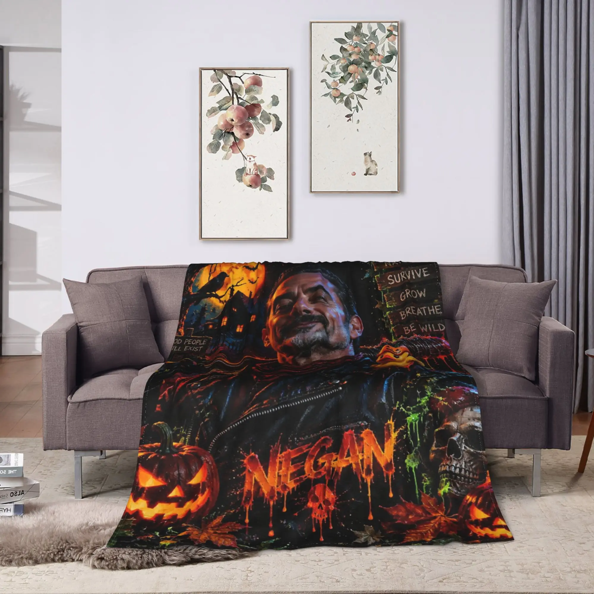 Negan Smith Flannel Blankets Girls Halloween Warm Soft Bedding Throws Winter Home Decor Bedspread Sofa Bed Cover