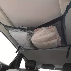 SUV Car Ceiling Storage Net Pocket Car Roof Bag Interior Cargo Net Breathable Mesh Bag Auto Stowing Tidying Interior Accessories