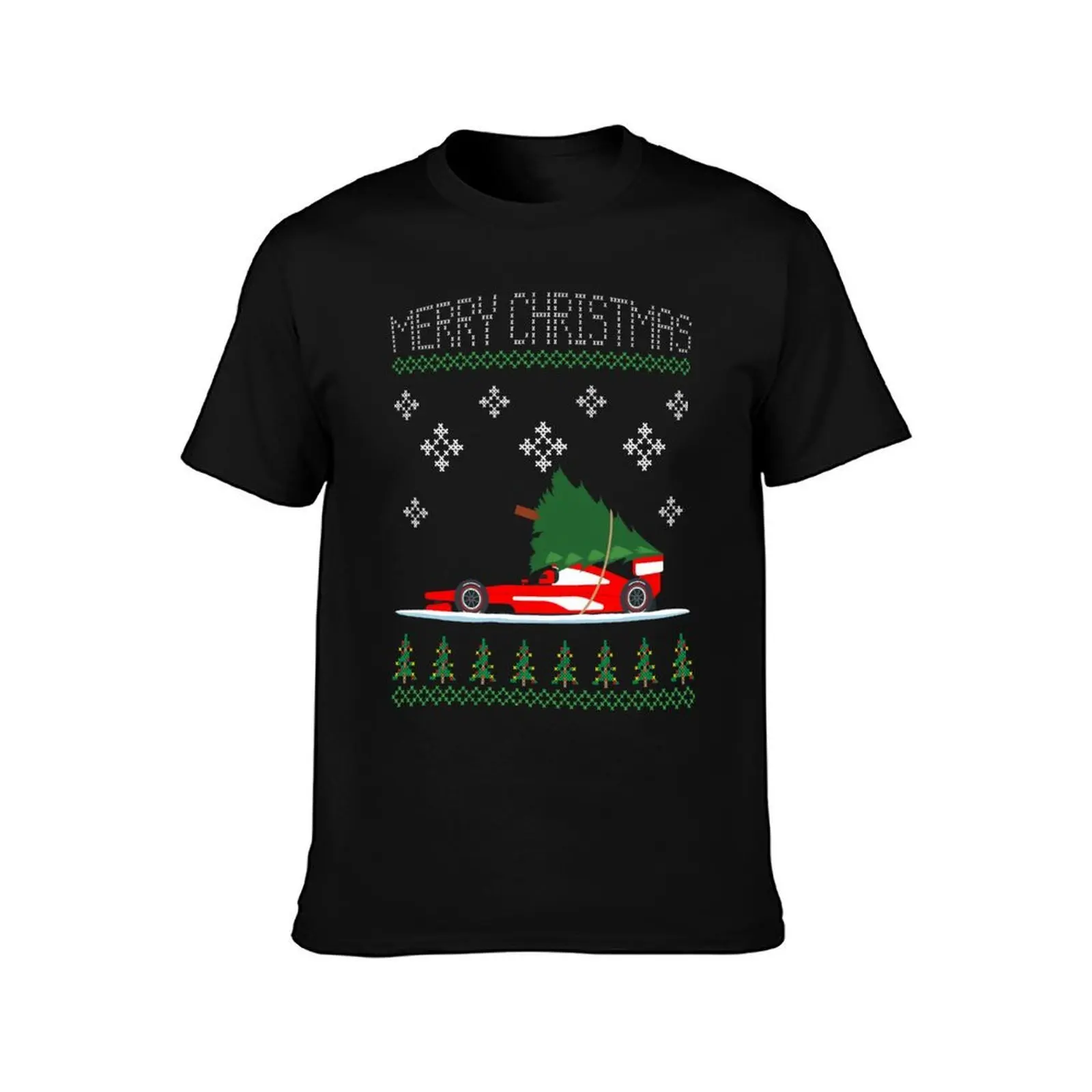 Red Formula Christmas Car T-Shirt Street Style Casual Tee Shirt T-Shirt
