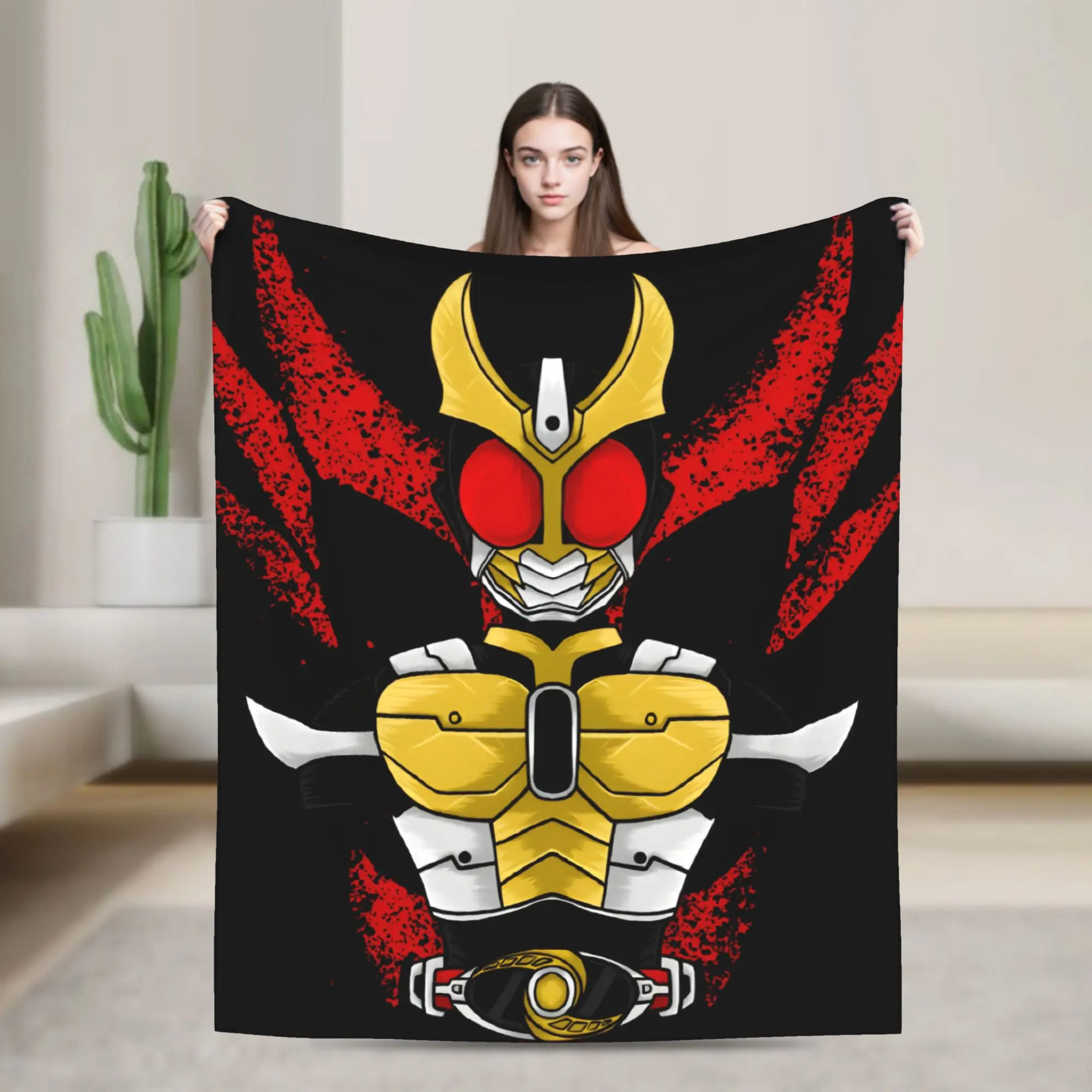 Kamen Riders Flannel Blanket Spring  Super Warm Bedding Throws for Students Bedroom Aesthetic Bedspread Sofa Bed Cover