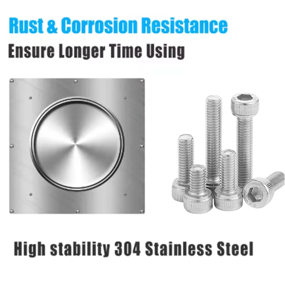 

1407Pcs M2-M5 Set Flat Head Cup Head Hex Stainless Steel 304 Screws And Nuts Kit with Washers Pliers Wrench Non-Rusting for DIY