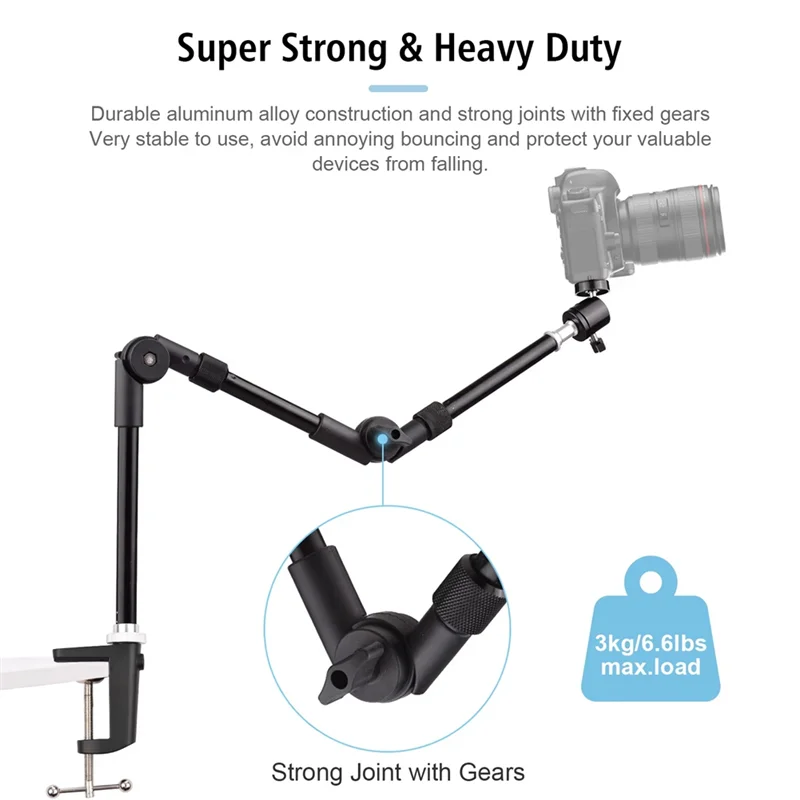 N82R 1/4 ST-01 Bracket Flexible Foldable Desk Mount Stand Ballhead Adapter For Fill Light LED Ring Light Camera Smartphone