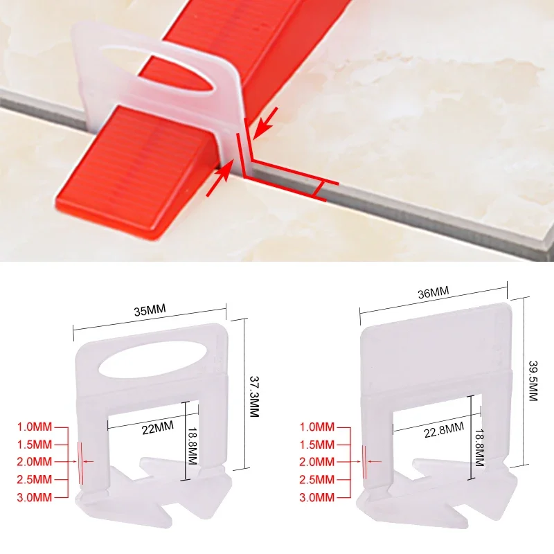 Imagem -06 - Telha Cerâmica Nivelamento Clipes Telha Sistema de Nivelamento Espaçador Telha Parede e Pavimento Wedge Tiling Tool 100 Pcs mm 1.5 mm mm 2.5 mm mm