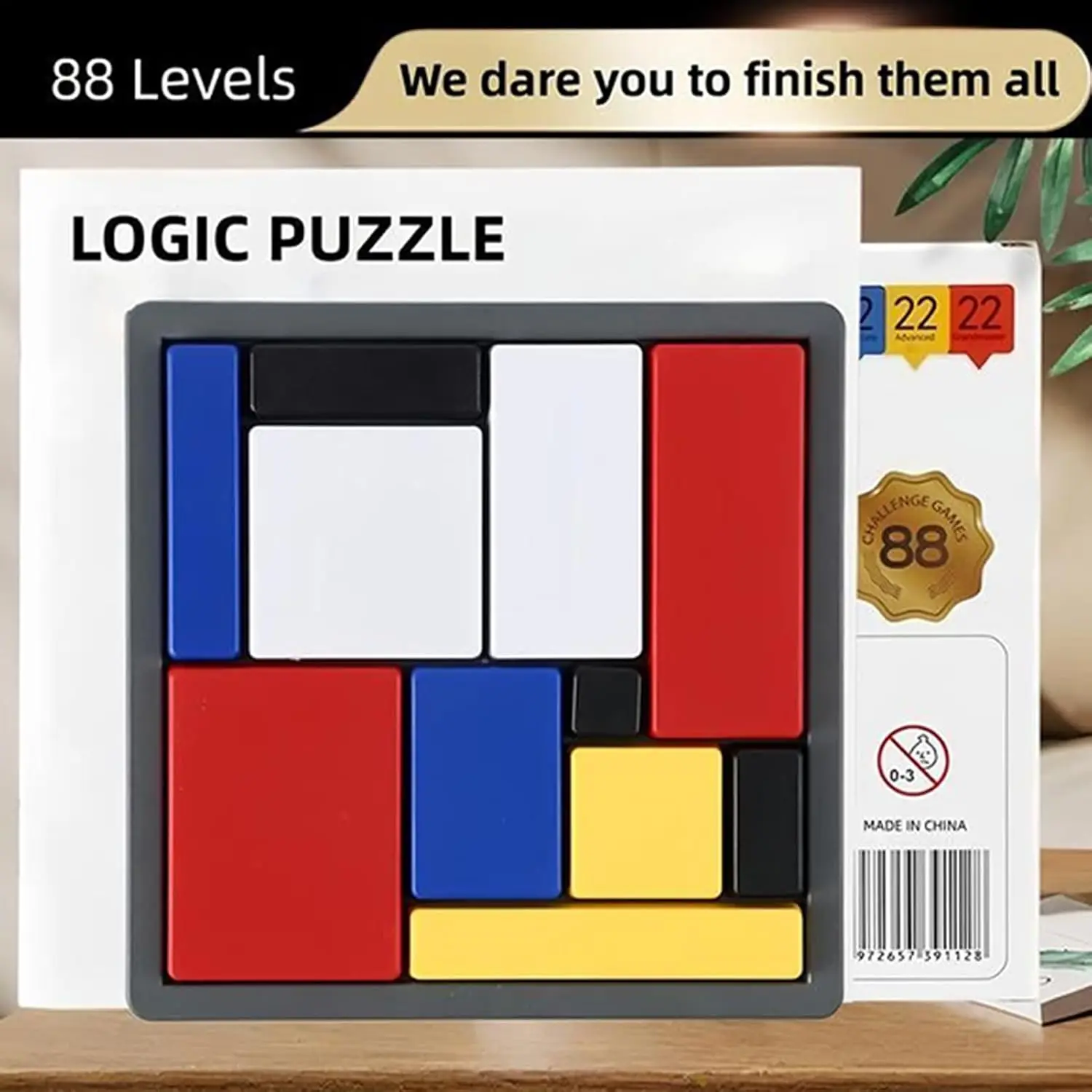Logic Puzzle Brain Teaser Game for Kids & Adults, 88 Challenging Levels, Educational Logic Toy, Travel Games for Ages 7+