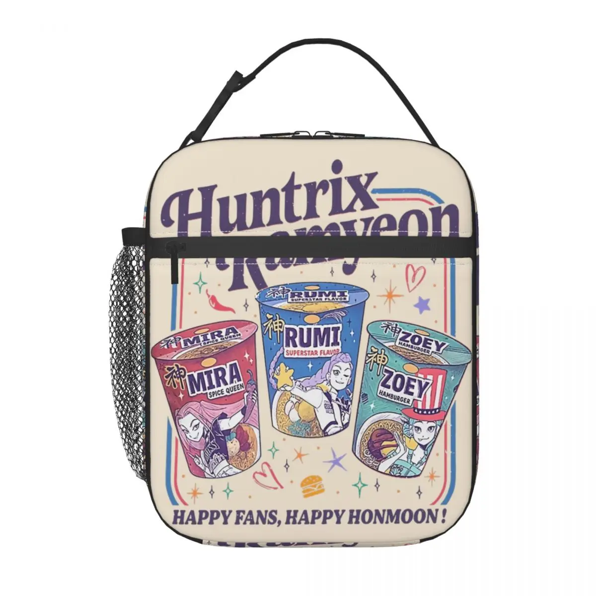 KPop شيطان الصيادين فيلم هنتركس راميون معزول أكياس الغداء وجبة كبيرة الحاويات حقيبة للحفاظ على البرودة حمل علب الاغذية أكياس تخزين المواد الغذائية