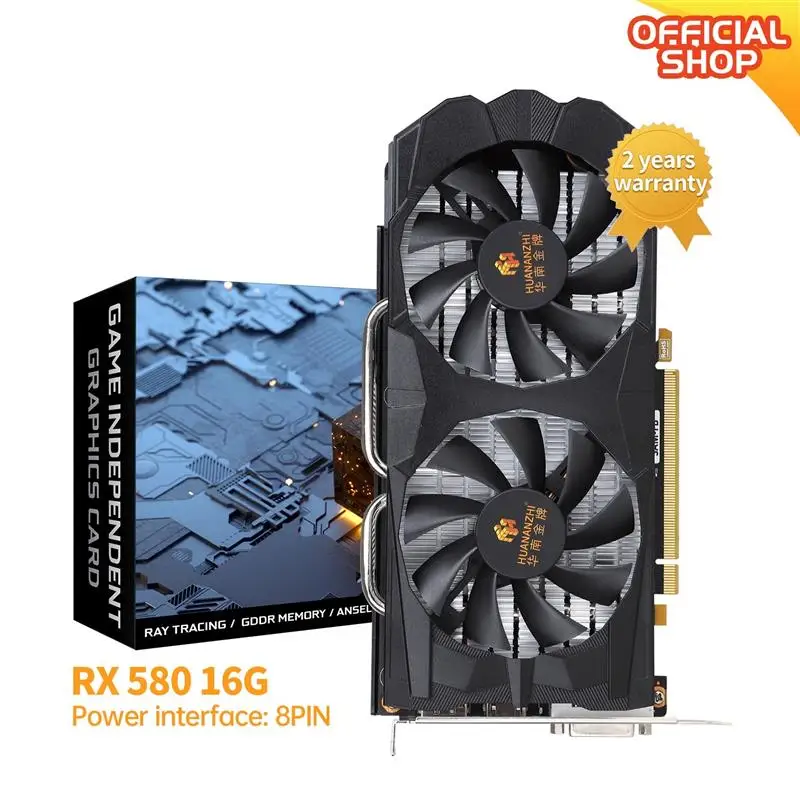 Top RX 580 8G 16G 2048SP Graphics Cards 256Bit GDDR5 HDMI-Compatible DP DVI GPU RX580 8G Video Card