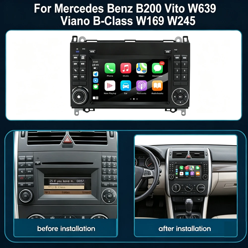 For Mercedes Benz B200 Vito W639 VianoB-Class Car Radio Multimedia Player GPS Wireless Auto Carplay DSP SWC Tools Fan
