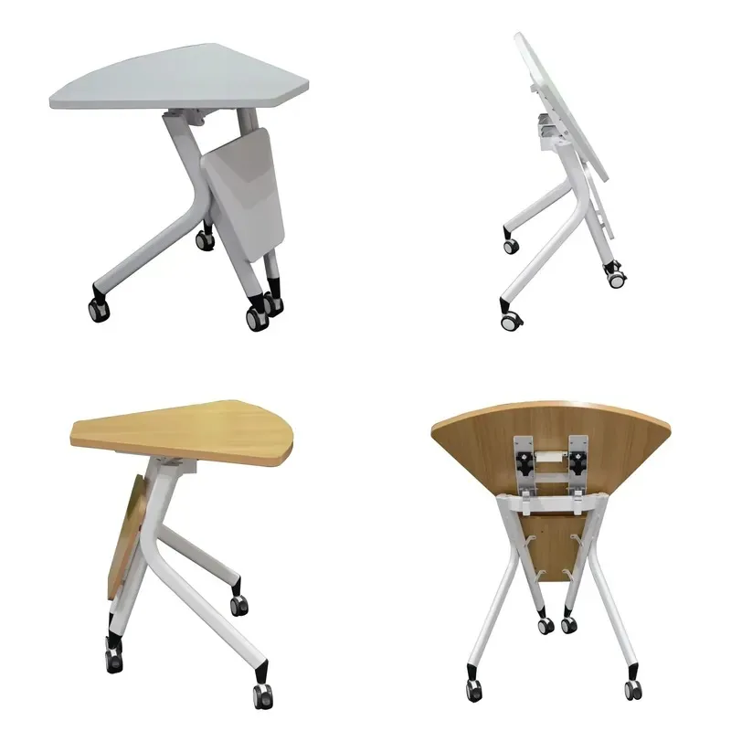 Modern Office Furniture Fan Flip Table Small Folding Metal Steel White ISO 9001