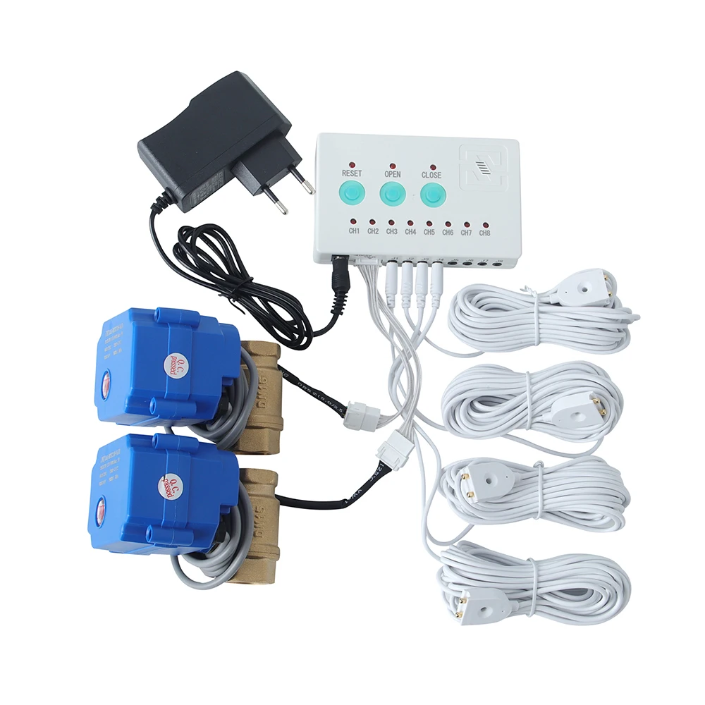 

Smart Flood Prevention System, Water Leak Sensor Automatic Shut-Off Valve DN15 DN20 DN25, Sound Flash Water Leak Control Panel