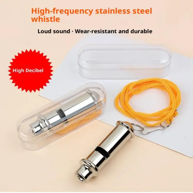 

Stainless Steel Whistle With Clear Box Outdoor Survival High-frequency Whistles Traffic Command Training Sports Referee Whistle
