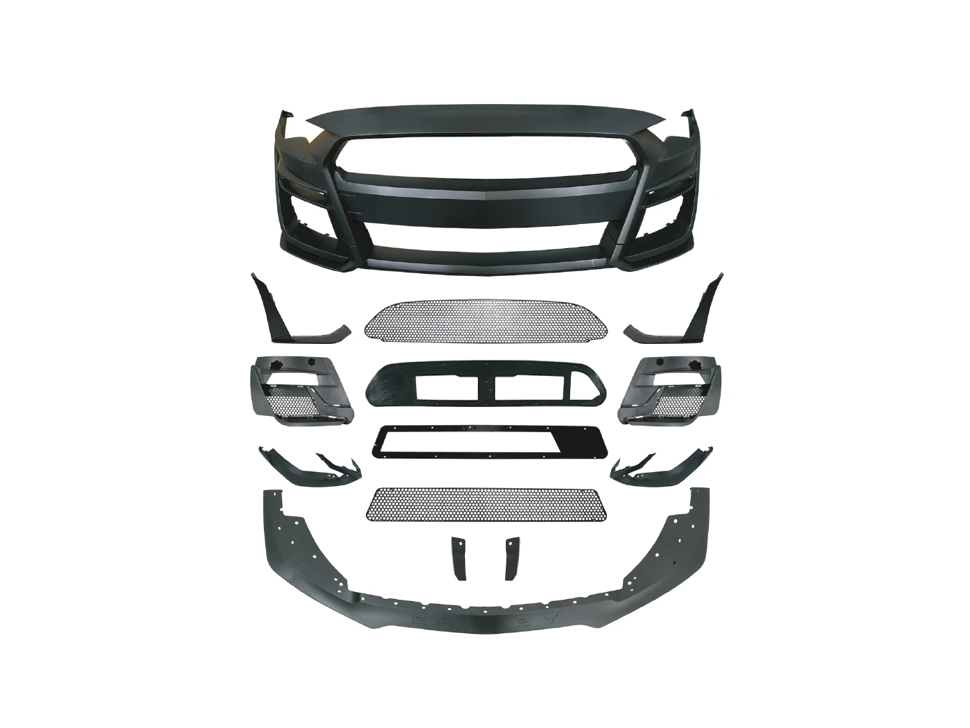 Auto Parts Bodykit Car Bumper Parts for Mustang 2018 - 2022 Upgrade to GT500 Style Front  Bumper Grille Side Skirt Rear Body Kit