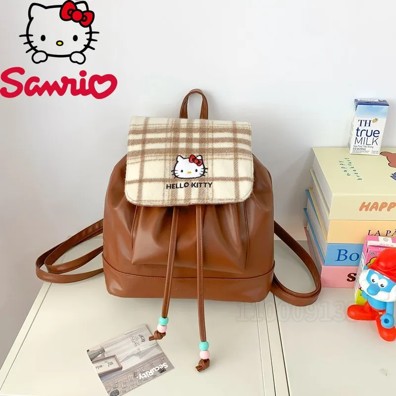 MINISO Hello Kitty nowy Mini plecak luksusowa marka damski plecak ze sznurkiem Cartoon śliczne modne dziewczęce tornister wysokiej jakości