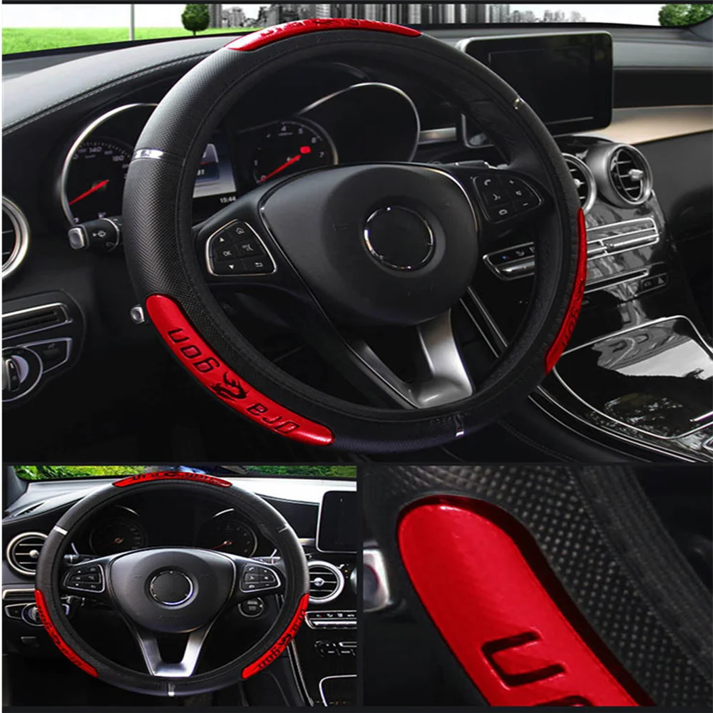 Capa de volante de carro de couro falso para Ford Focus Edge Explorer Ecosport Escape Expedition F-150 C-MAX Fusion Mondeo Taurus