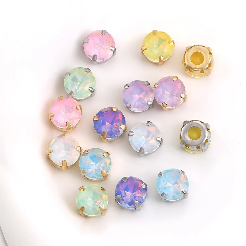 Sewing Rhinestones For Needlework 8mm Round Sew On Crystals Clothes Decoration Accessories Diy Glass Diamonds Glitter Gemstones