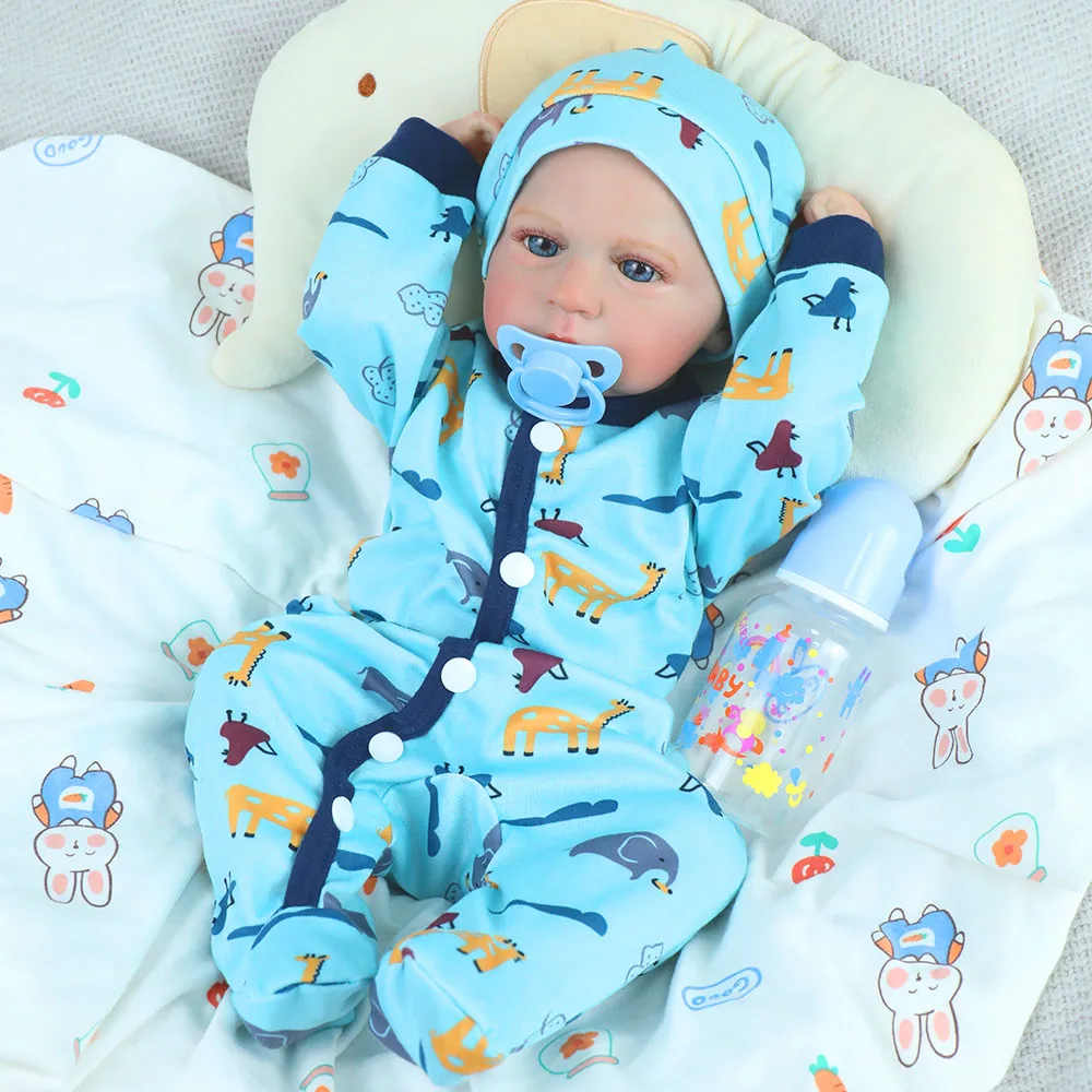 Bonecas reborn realistas de 18 polegadas, corpo de vinil macio completo com cabelo pintado à mão, pele 3d, veias visíveis para presentes de aniversário de crianças