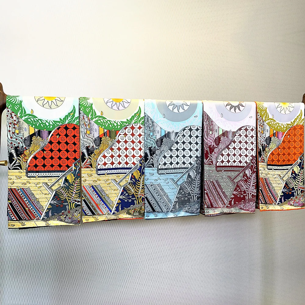 

Квадратный шарф премиум-класса 90 см, женский роскошный подарок, шаль с ручным заводом и принтом солнца в джунглях, модный аксессуар